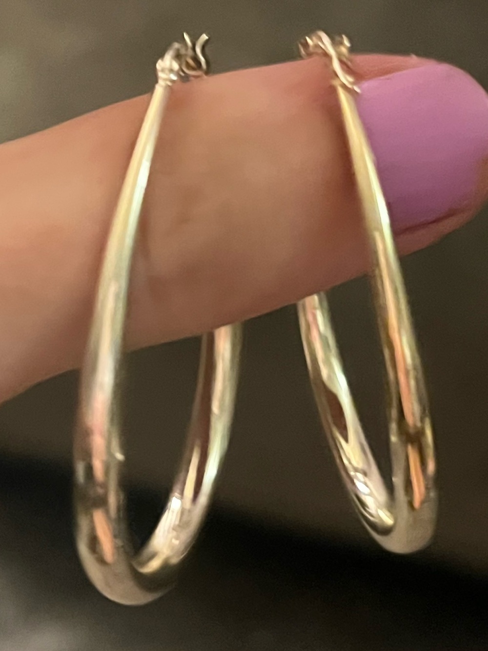 NEW Silver Oval Hoop Earrings Beautiful Great Quality